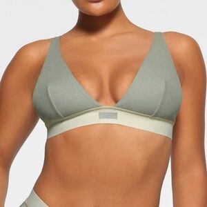 SKIMS Olive Green Ribbed Bra